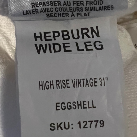 DLl1961 Hepburn Wide Leg High Rise 31" Jeans Size 29 Eggshell - Picture 6 of 10